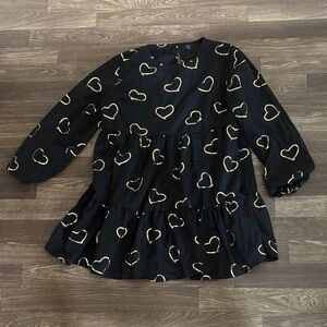 SHEIN Black Dress with Gold Heart Pattern